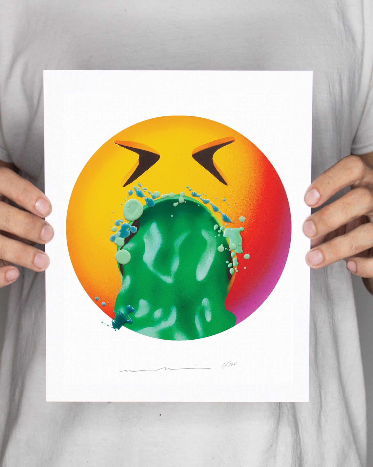 8x10 Cursed Emoji 11 Hand-Embellished Print